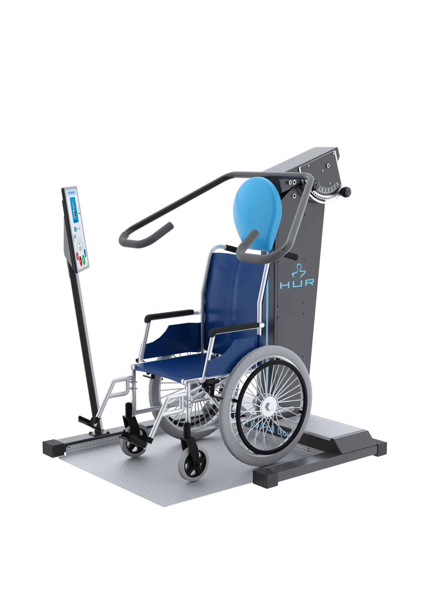 HUR exercise equipment pictured with a wheelchair